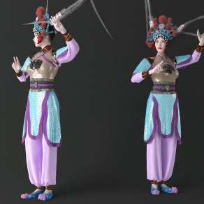 中式女人3D模型下载